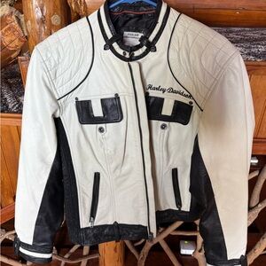 Harley-Davidson Women's Black and White Leather Jacket